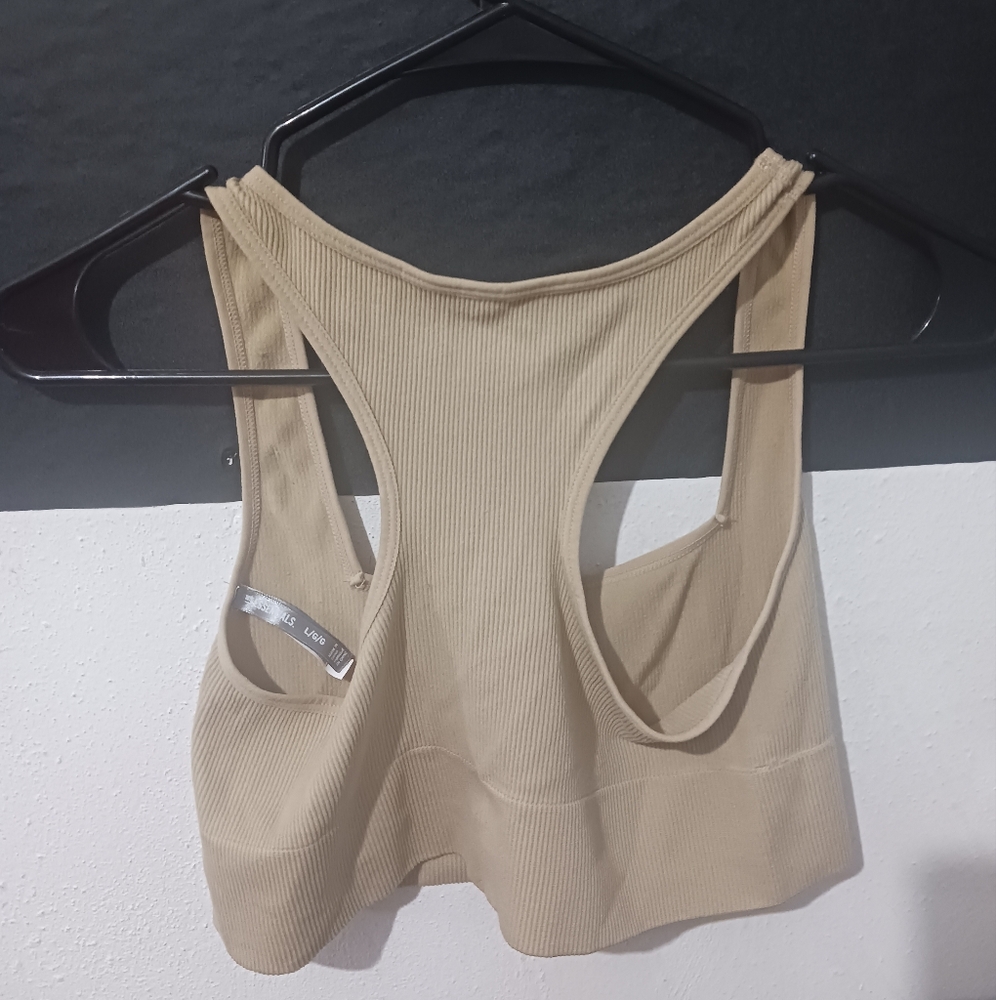 SWS Essentials Women Beige cream seamless ribbed tank crop top - Picture 4 of 6
